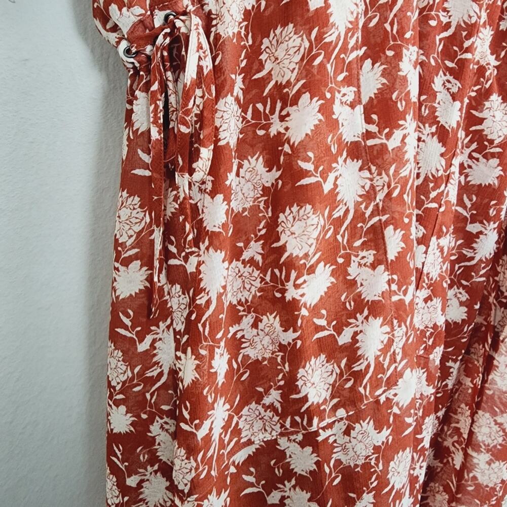 Rag & Bone Elysse Sheer Floral Midi Chiffon Dress Orange Boho Resort Wear XS - Picture 13 of 13